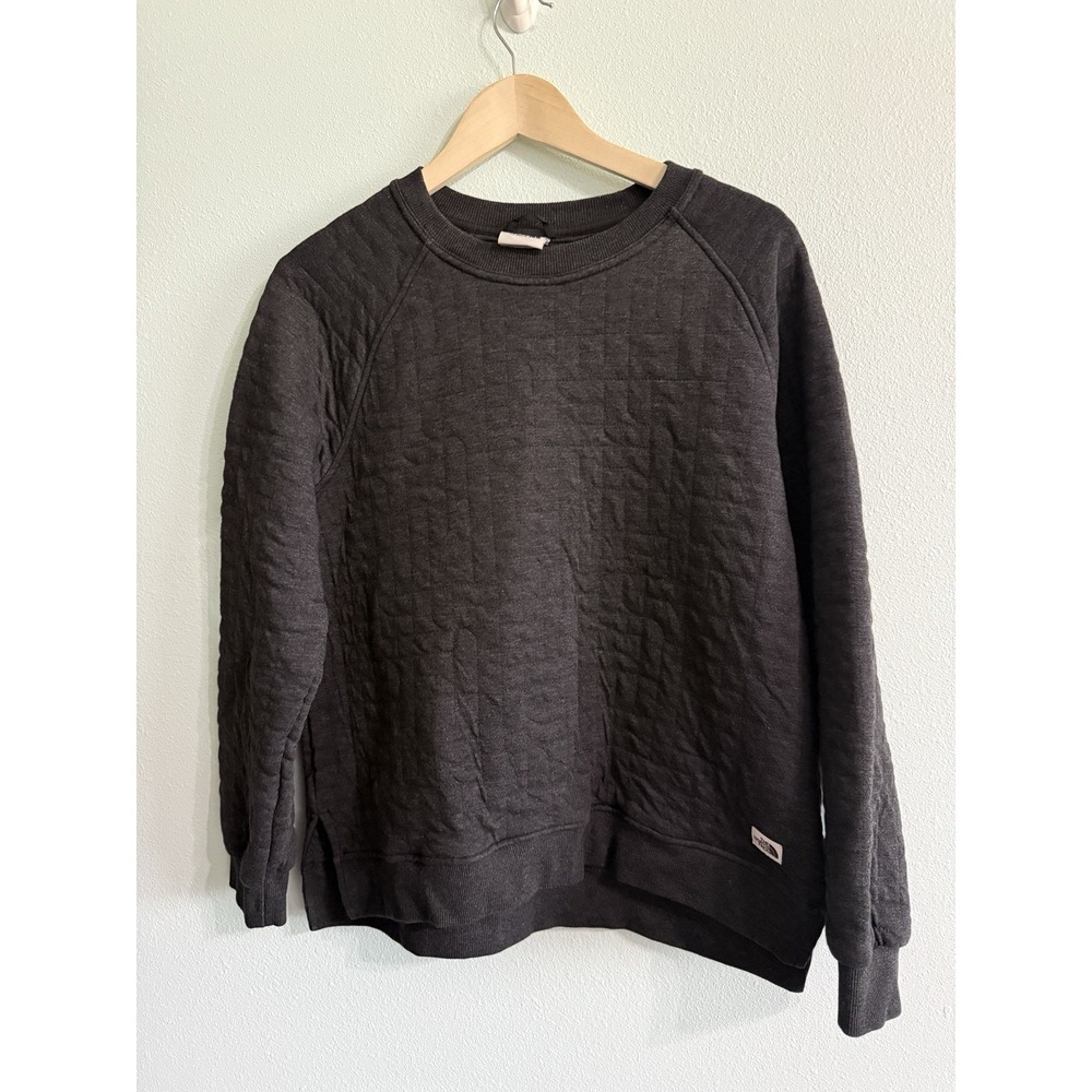The North Face Womens Longs Peak Quilted Crewneck Sweatshirt Large dark Gray